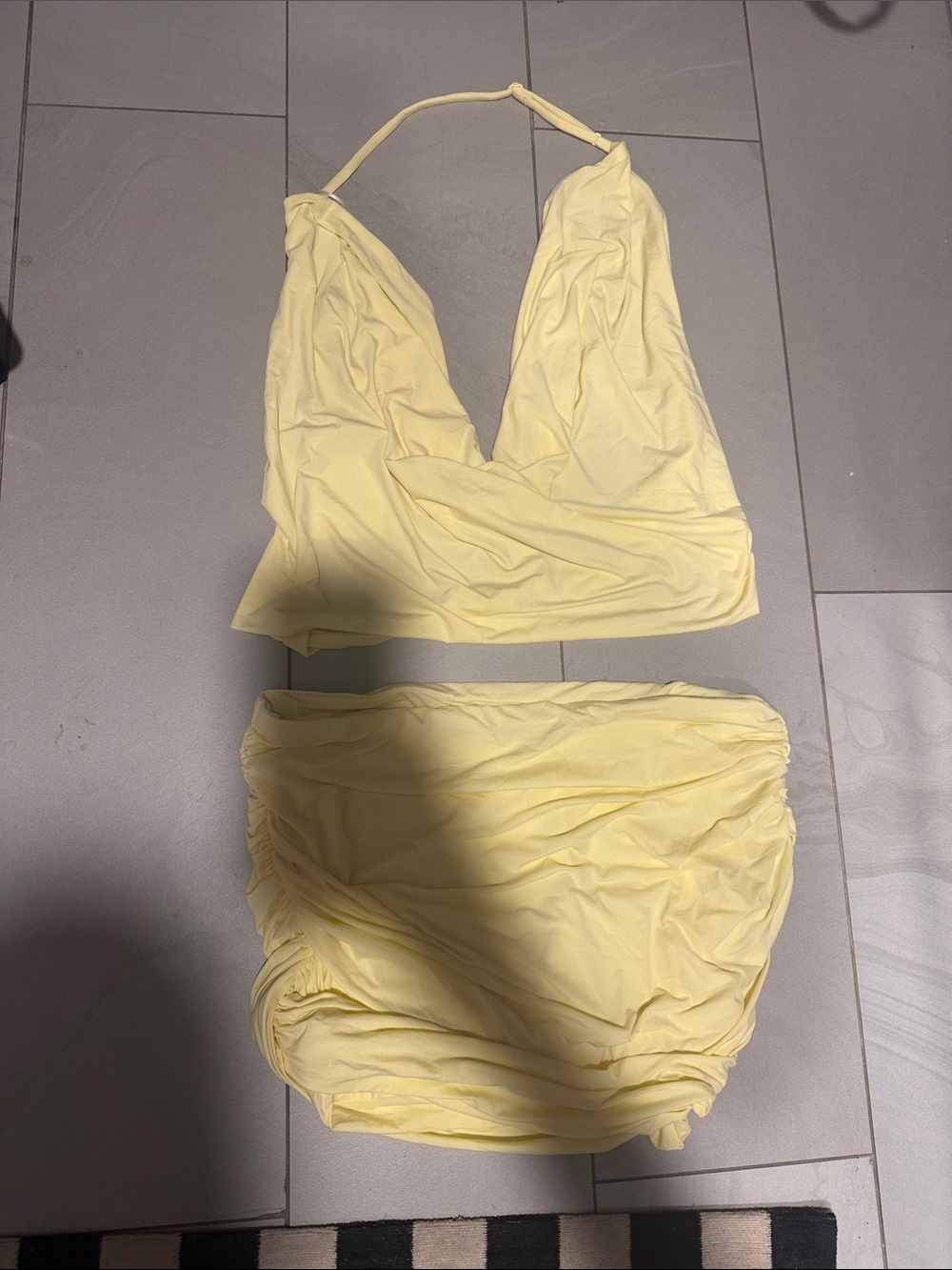 Naked wardrobe Women's Yellow Halter Crop Top by